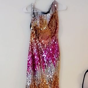 Pink, gold and silver prom gown